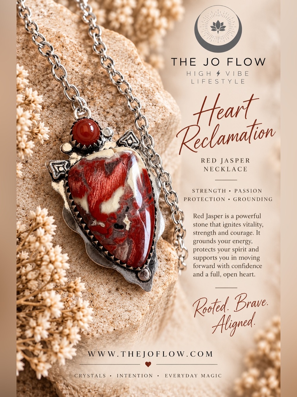 925 Heart Reclamation Red Jasper Swirl Pendant Necklace